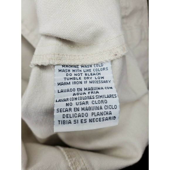 Izod Beige Khaki 5 Cargo Pocket Embroidered Button Up Women Medium Shirt Jacket  - Picture 12 of 12